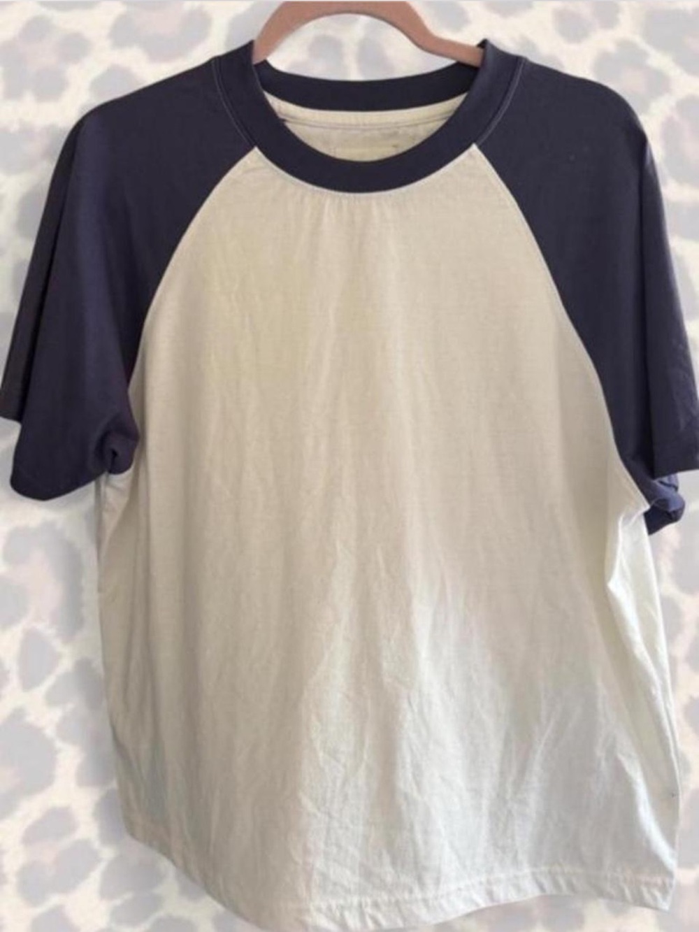 Classic Two-Tone Raglan Short Sleeve Shirt - Cream and Navy